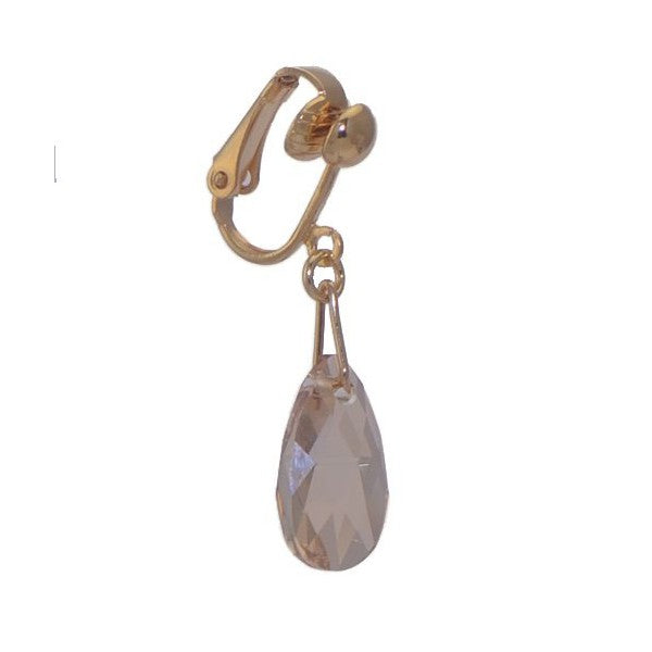 LA POIRE Gold Plated Golden Shadow Crystal Clip On Earrings