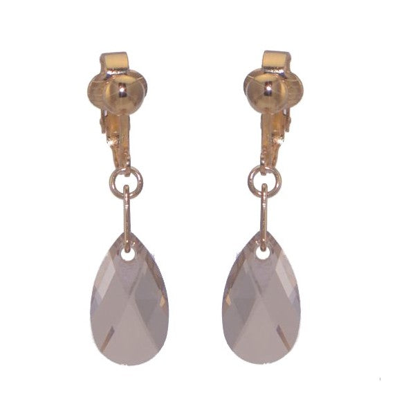 LA POIRE Gold Plated Golden Shadow Crystal Clip On Earrings