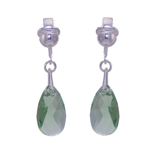 LA POIRE Silver Plated Peridot Crystal Clip On Earrings