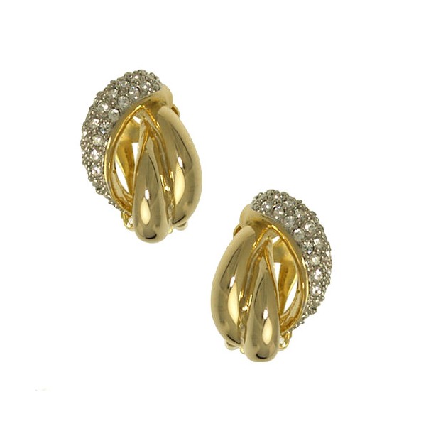 Laina Gold tone Crystal Clip On Earrings