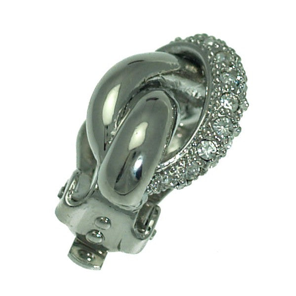 Laina Small Silver tone Crystal Clip On Earrings
