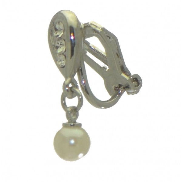 LAKYN silver plated crystal clip on earrings by Rodney