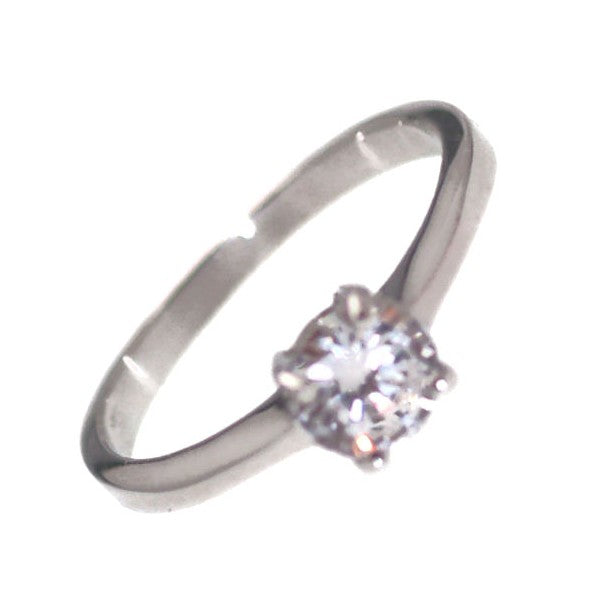 Langham Sterling Silver Cubic Zirconium Solitaire Ring size N