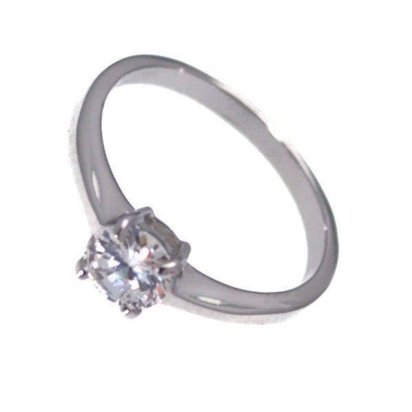 Langham Sterling Silver Cubic Zirconium Solitaire Ring size N
