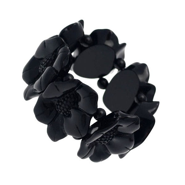 Lanica Black Flower Elasticated Bracelet