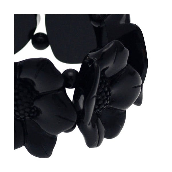 Lanica Black Flower Elasticated Bracelet
