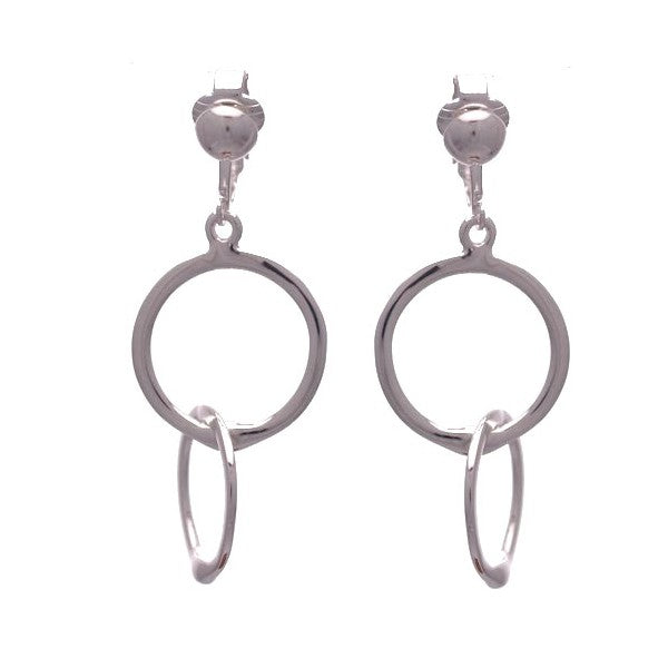 LANZA Silver Plated Double Hoop Clip On Earrings By VIZ
