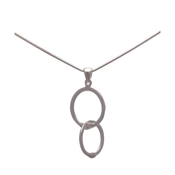 LANZA Silver Plated Double Hoop Pendant Necklace by VIZ