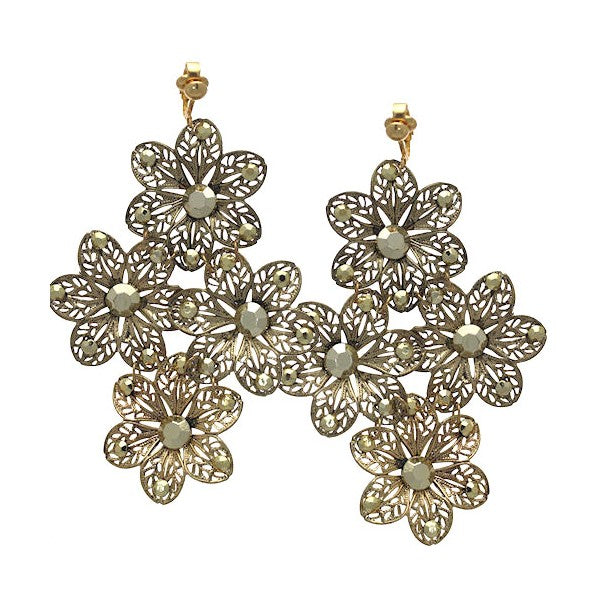 LARAMI Gold plated Flower Clip On Earrings