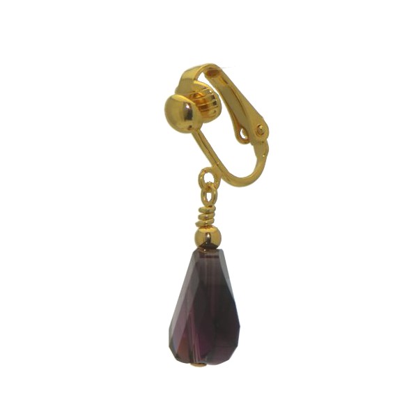 LE TWIST Gold Plated Amethyst Crystal Clip On Earrings