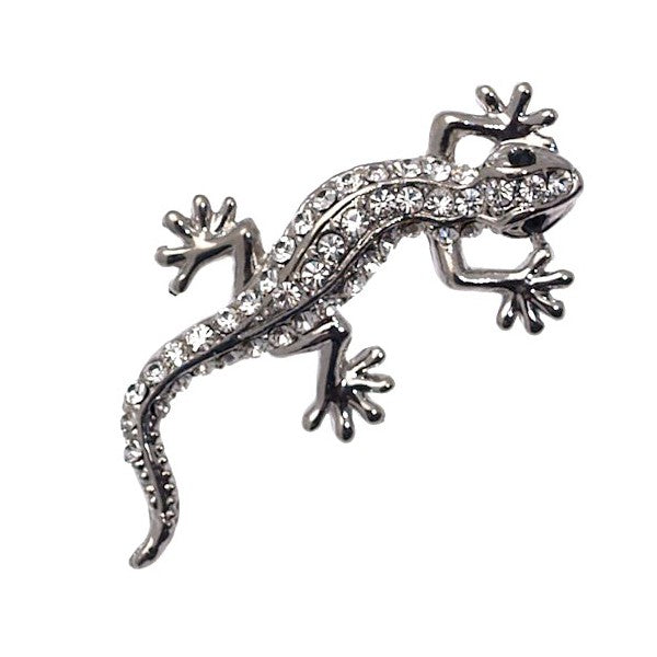 LENNIE Silver tone Crystal Lizard Brooch