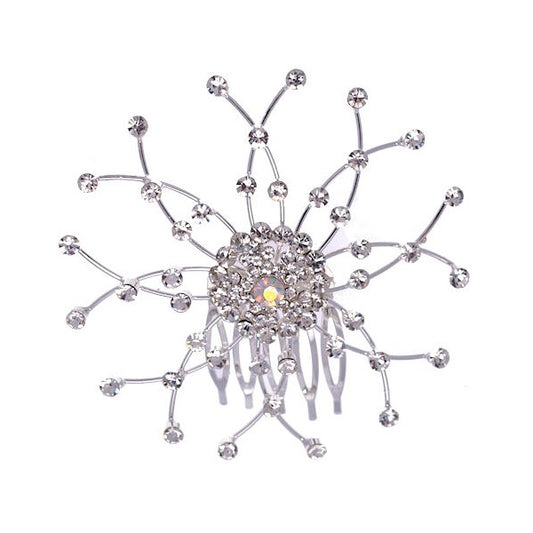 Leonore Silver tone Crystal Hair Comb