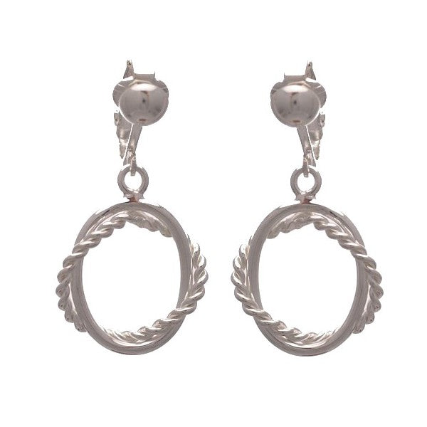 LIA Silver Plated Twisted Hoop Clip On Earrings by VIZ