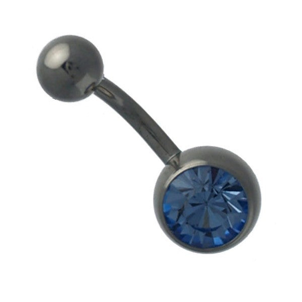 Lila Surgical Steel Light Sapphire Crystal Belly Bar