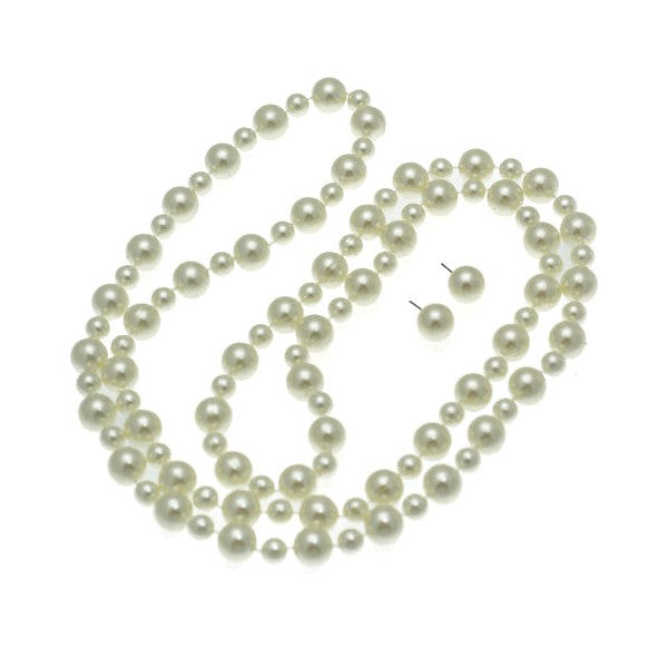 Liliann Long Cream faux Pearl Necklace Set