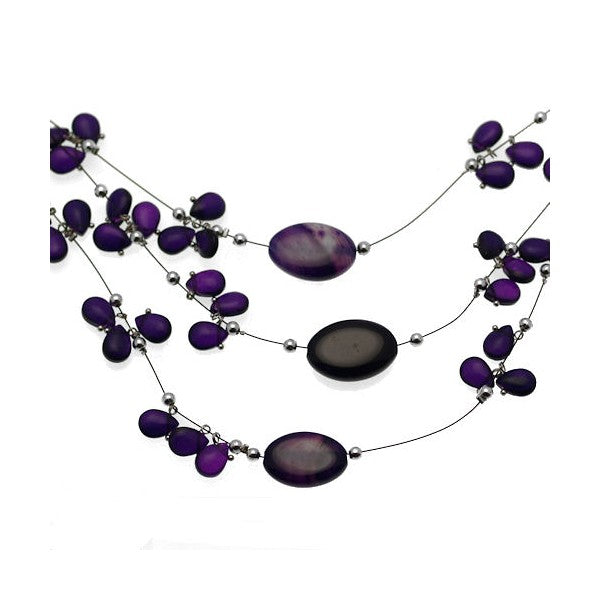 Lilith Silver tone Purple Choker Necklace