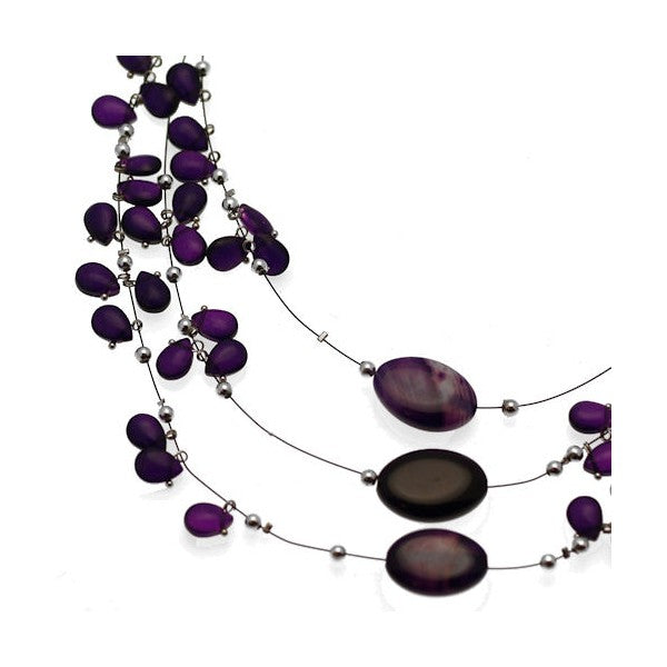 Lilith Silver tone Purple Choker Necklace