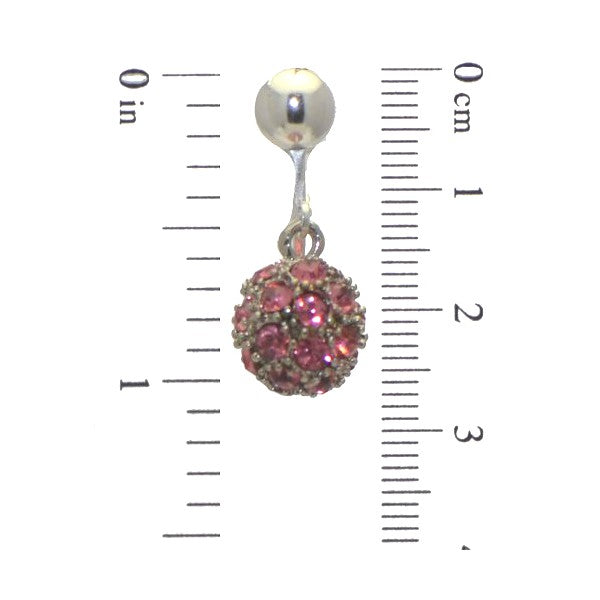 LILLY Silver plated Pink Crystal Ball Clip On Earrings