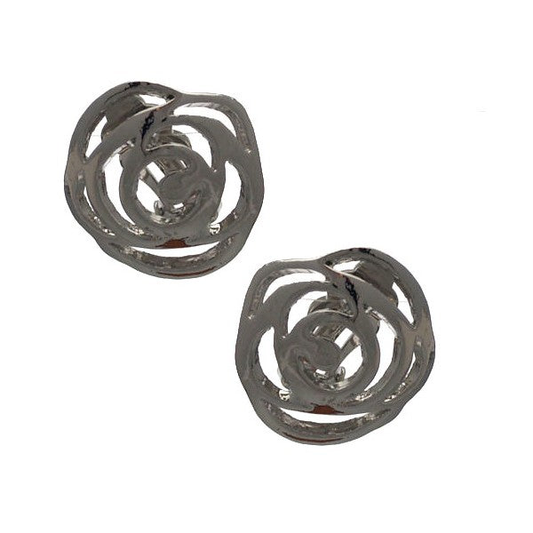 LINA Silver tone Rose Clip On Earrings