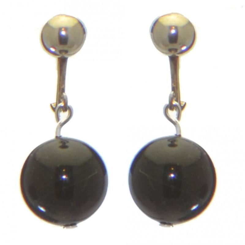 LINDA 12mm silver plated swarovski elements  black crystal clip on earrings