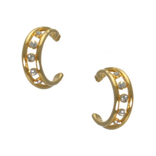 Lindley Gold tone Crystal Hoop Earrings