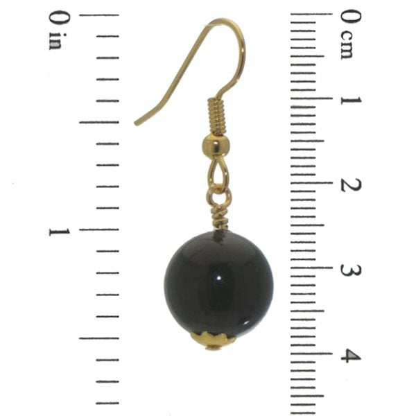 LINDSEY 12mm Gold Plated Black Hook Earrings