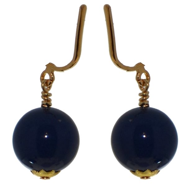 LINDSEY 12mm Gold Plated Dark Lapis Clip On Earrings