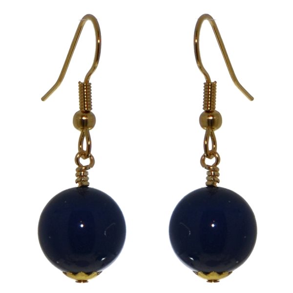 LINDSEY 12mm Gold plated Night Blue Hook Earrings