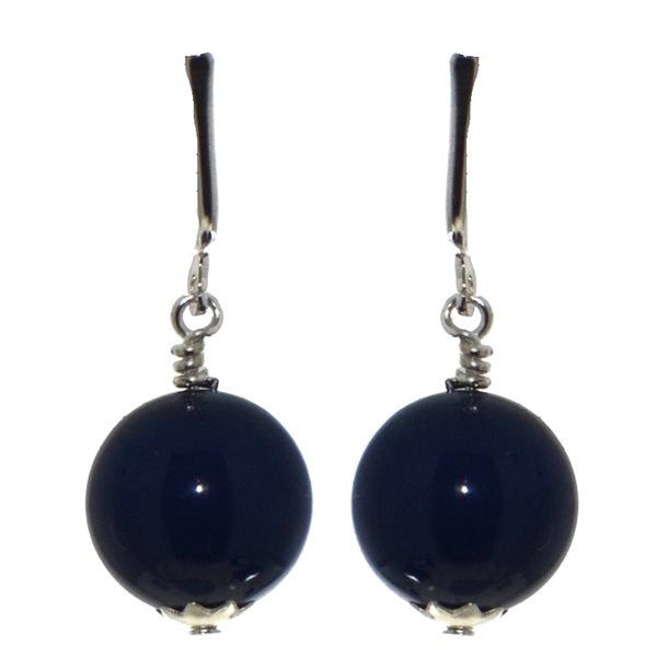 LINDSEY 12mm Silver Plated Dark Lapis Clip On Earrings