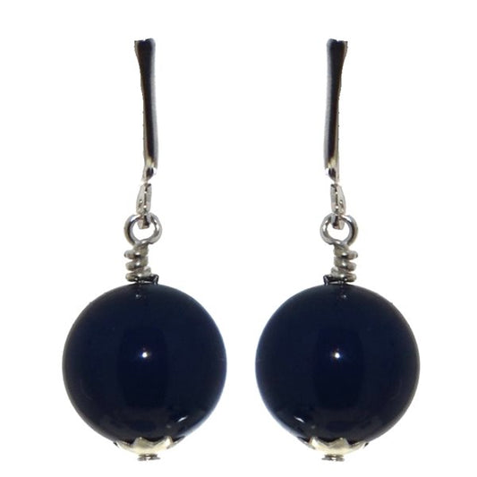 LINDSEY 12mm Silver Plated Dark Lapis Clip On Earrings