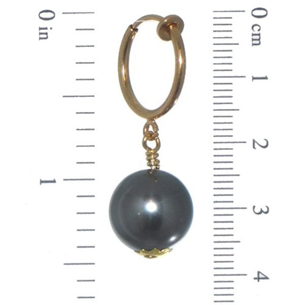 LINDSEY CERCEAU 12mm Gold Plated Dark Grey Clip On Earrings