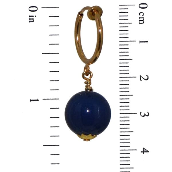 LINDSEY CERCEAU 12mm Gold Plated Dark Lapis Clip On Earrings