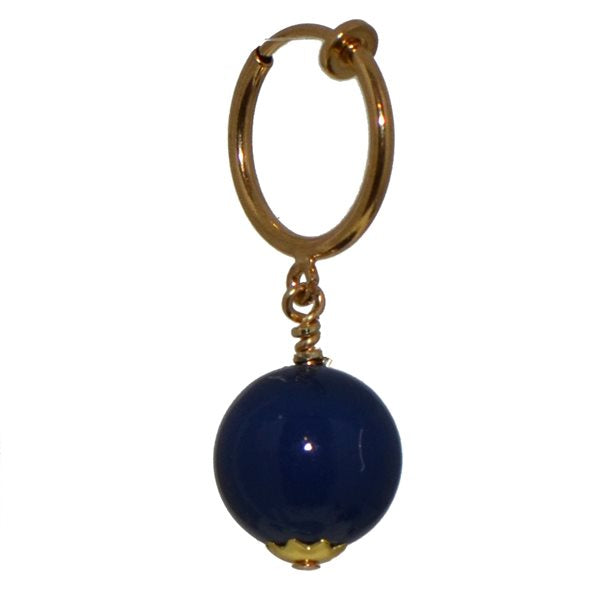 LINDSEY CERCEAU 12mm Gold Plated Dark Lapis Clip On Earrings
