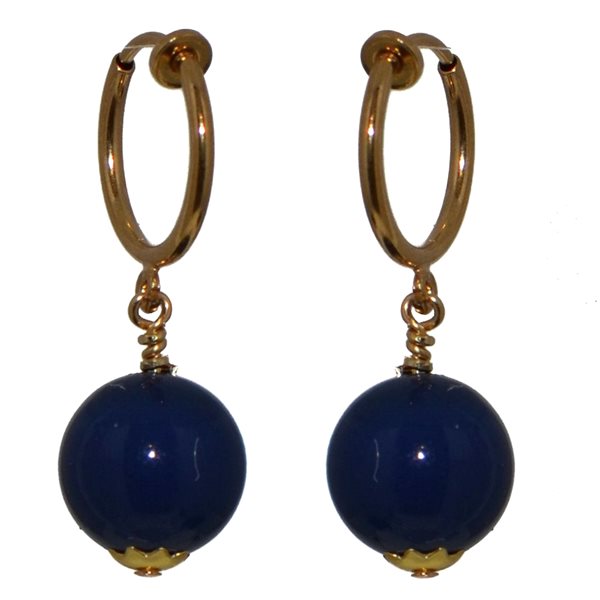 LINDSEY CERCEAU 12mm Gold Plated Dark Lapis Clip On Earrings