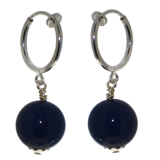 LINDSEY CERCEAU 12mm Silver Plated Dark Lapis Clip On Earrings