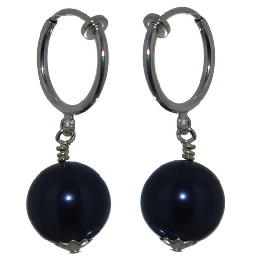 LINDSEY CERCEAU 12mm Silver plated Night Blue Clip On Earrings