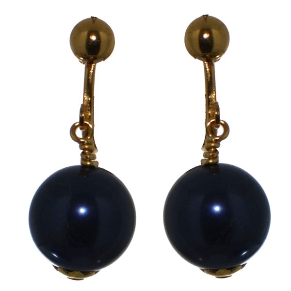 LINDSEY Gold plated Night Blue Clip On Earrings