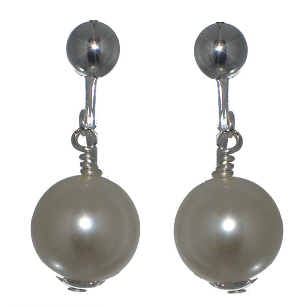 LINDSEY Silver Plated Cream Clip On Earrings