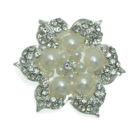 Lonicera Silver tone Crystal faux Pearl Scarf Clip