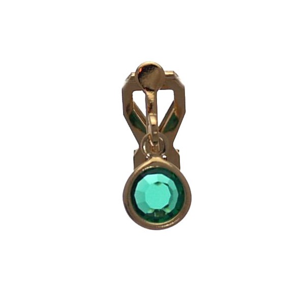 LORIS 7mm Gold Plated Emerald Crystal Clip On Earrings