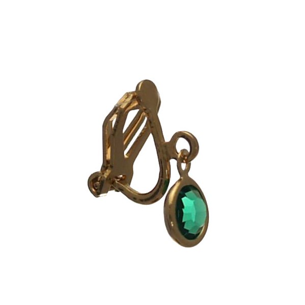 LORIS 7mm Gold Plated Emerald Crystal Clip On Earrings