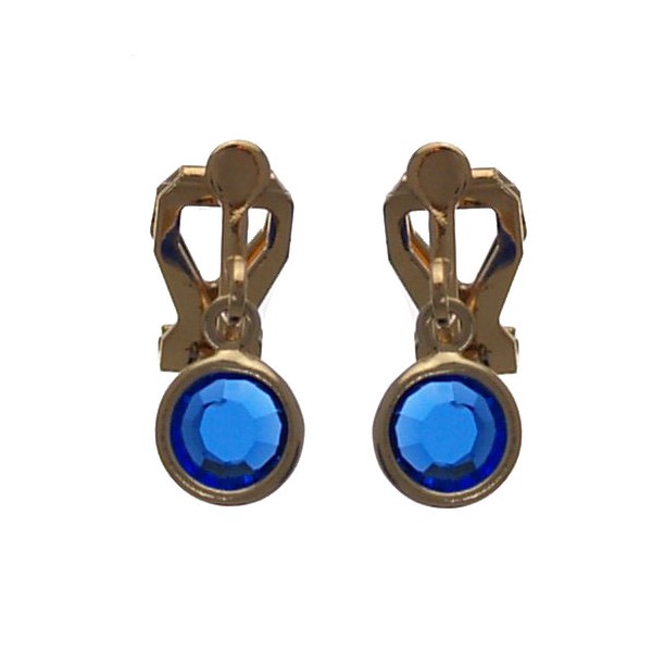 LORIS 7mm Gold Plated Sapphire Crystal Clip On Earrings