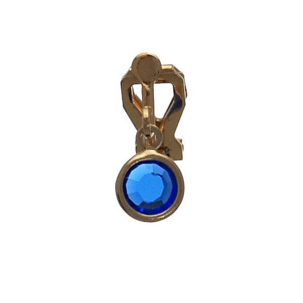 LORIS 7mm Gold Plated Sapphire Crystal Clip On Earrings