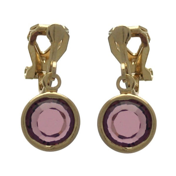 Loris 9mm Gold Plated Dark Amethyst Clip On Earrings