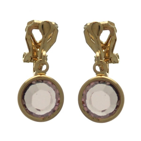 Loris 9mm Gold Plated Light Amethyst Clip On Earrings