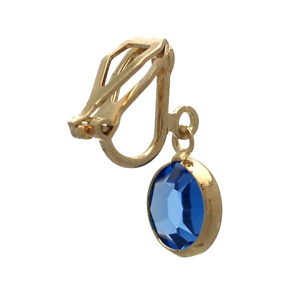 Loris 9mm Gold Plated Light Sapphire Clip On Earrings