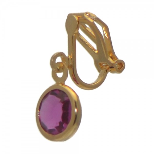 Loris 9mm Gold Plated Pink Clip On Earrings