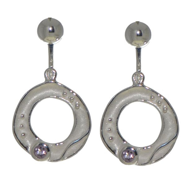 LUNA silver plated white amethyst clip on earrings by VIZ