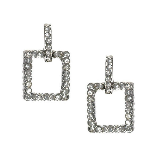 Lyndon Silver tone Crystal Post Earrings