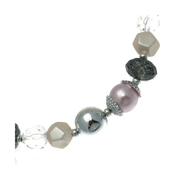 Lyonaise Silver tone Multi Coloured faux Pearl Hook Earring Necklace Set